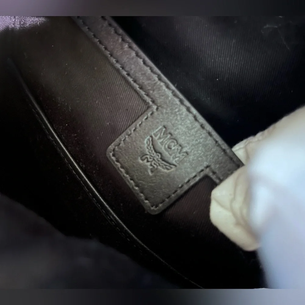 MCM Black Leather Studded Women’s Backpack with Monogram Print - Picture 8 of 16